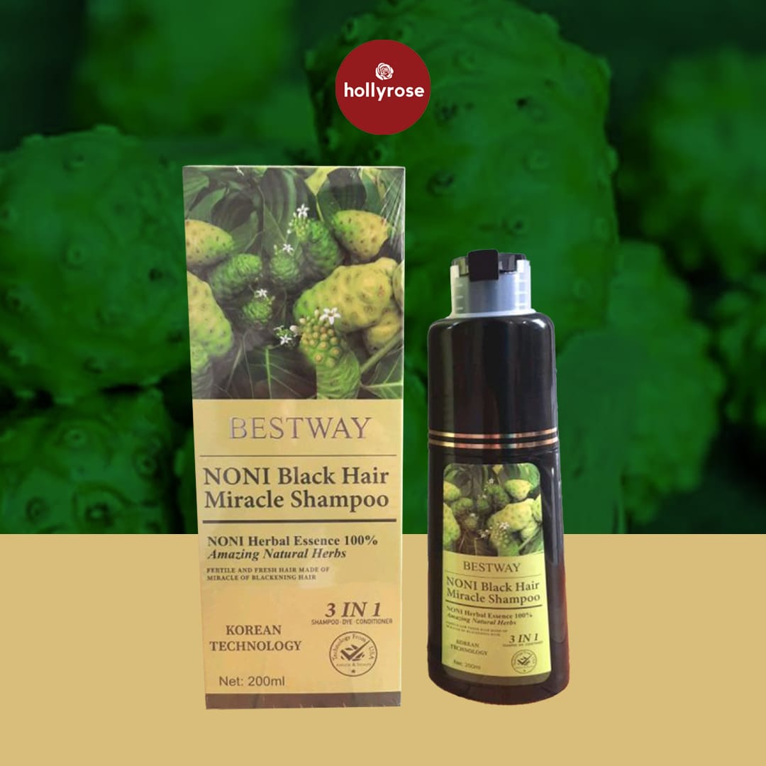 Bestway Noni Black Hair Miracle Shampoo 3 in 1  Shampoo, Dye, Conditioner - 200ml